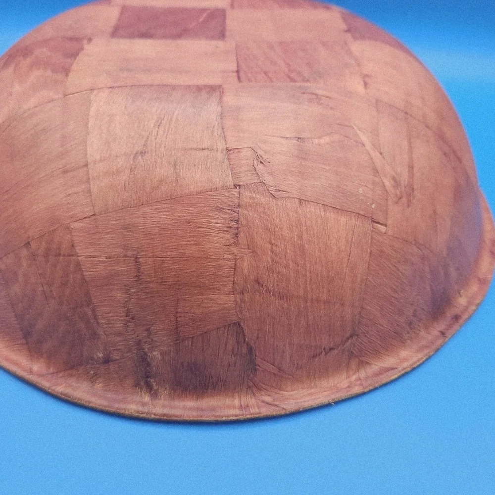 Vintage Woven Wood Large Salad Bowl‎